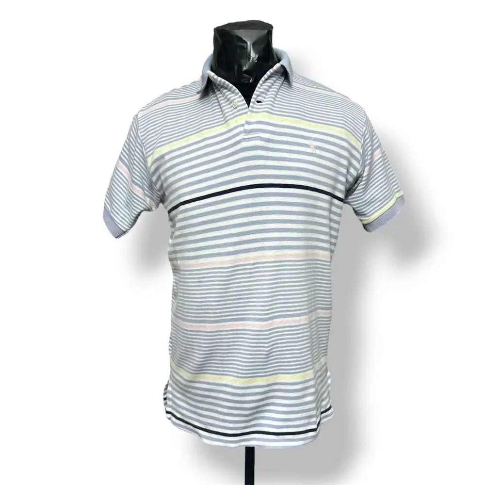 Polo Ralph‎ Lauren Men’s L Lavender Pink Yellow Striped Cotton Short Sleeve Polo